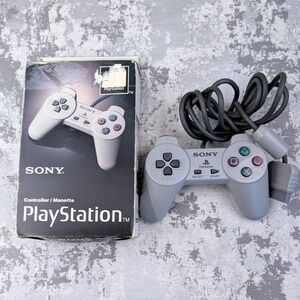 Sony PlayStation SCPH-1080 Wired Controller Grey with Original Box PS1 Vintage